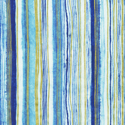 Striped fabric pattern with blue, gold, and white colors