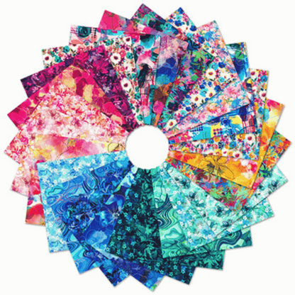 Artful Blooms Jelly Roll from Studio RK features lively watercolor designs that marry delicate floral motifs with modern aesthetics.