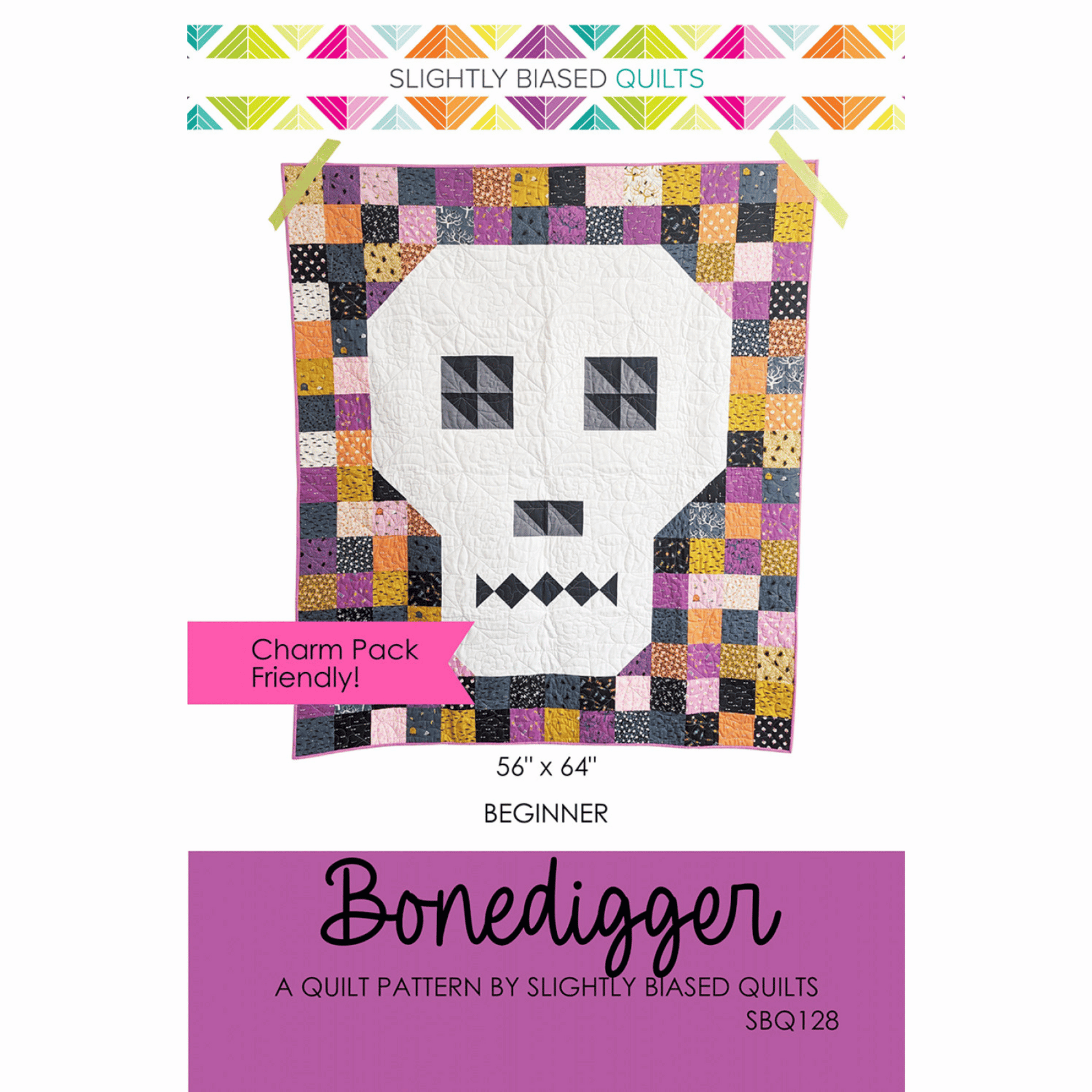 The Bonedigger Quilt Pattern makes a simple and spooky patchwork skull quilt that is perfect for the goth ghoulies in your life.