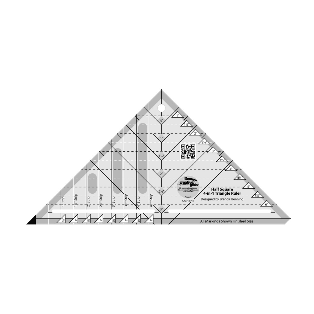 Règle de courtepointe triangulaire 4 en 1 demi-carrée