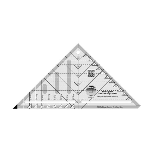 Règle de courtepointe triangulaire 4 en 1 demi-carrée