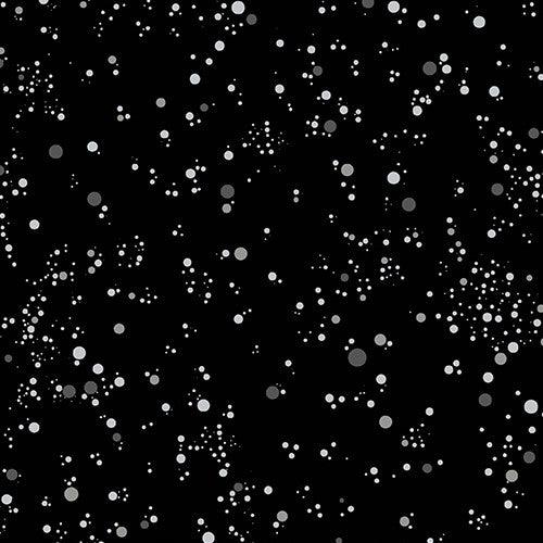 Deco Frost Snowfall in Squall features an array of grey dots scattered across a black background.