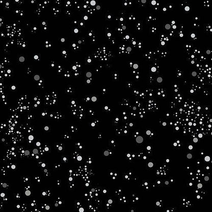 Deco Frost Snowfall in Squall features an array of grey dots scattered across a black background.