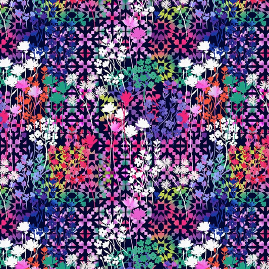 Chantal Geometric with Abstract Flowers in Pink