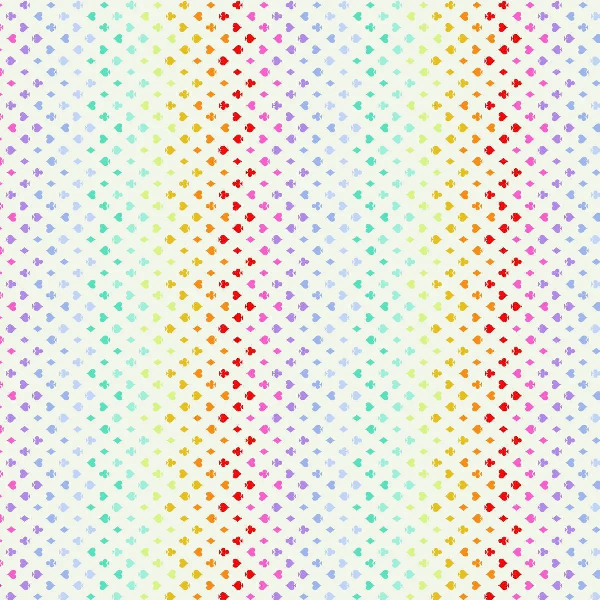 Colorful pattern of small card suite symbols on a cream background