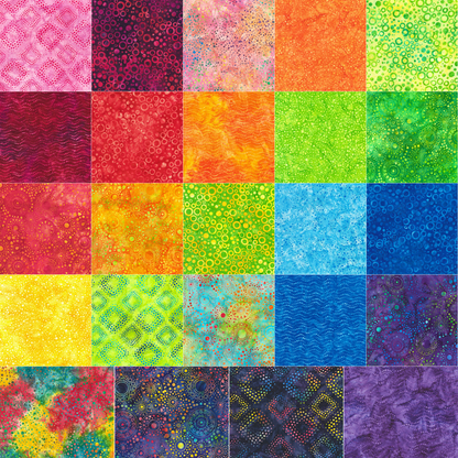 Dotted Artisan Batiks from Lunn Studios is a vibrant collection of hand-dyed fabrics saturated with dynamic and eye-catching colors. This rainbow extravaganza of dots, spots, circles, flecks, and speckles offers a unique opportunity to play with vibrant colors and textures.