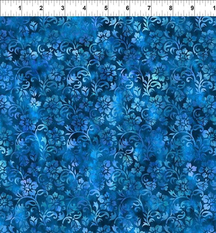 Floral Vines In Blue Ruler