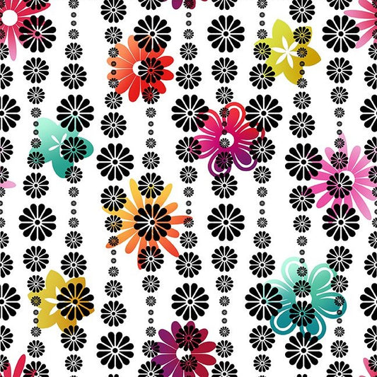 A Groovy Garden Flower Stripe in Multicolor