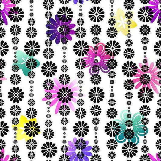 A Groovy Garden Flower Stripe in Purple