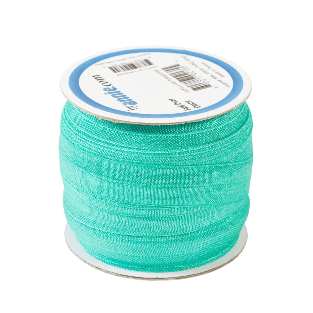 Fold-over Elastic in Turquoise Yardage