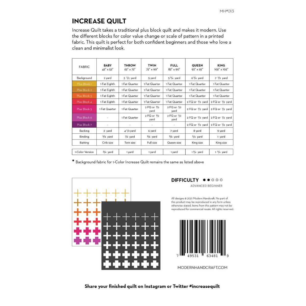 Increase Quilt Pattern