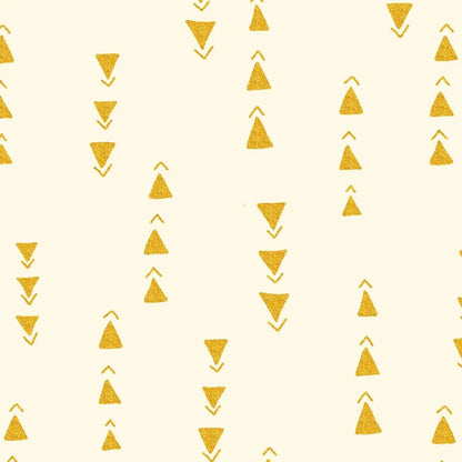 Pattern of gold triangles on an off-white background