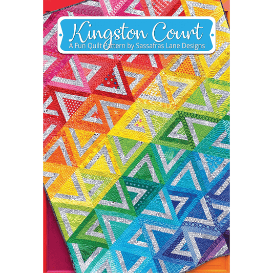 The Kingston Court Quilt Pattern from Sassafras Lane is a fun triangle quilt that is a quick sew! This fat quarter-friendly pattern can also be a fun scrap-busting project! 