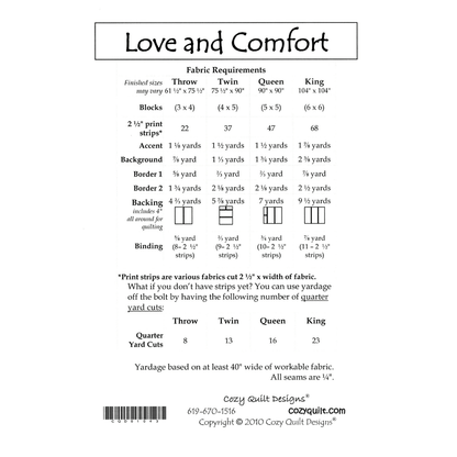 Modèle de courtepointe Amour et Confort