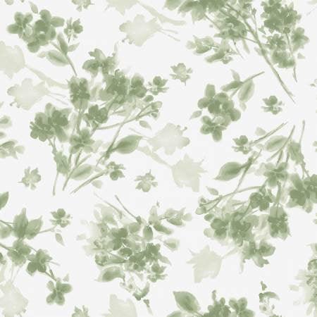 Aquarelle Hortensias Vert Floral