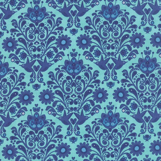 On the Wing Damask in Turquoise