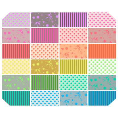 True Colors - Neon Fat Quarter Bundle contains 24 hand-cut fat quarters measuring approximately 18" x 21".