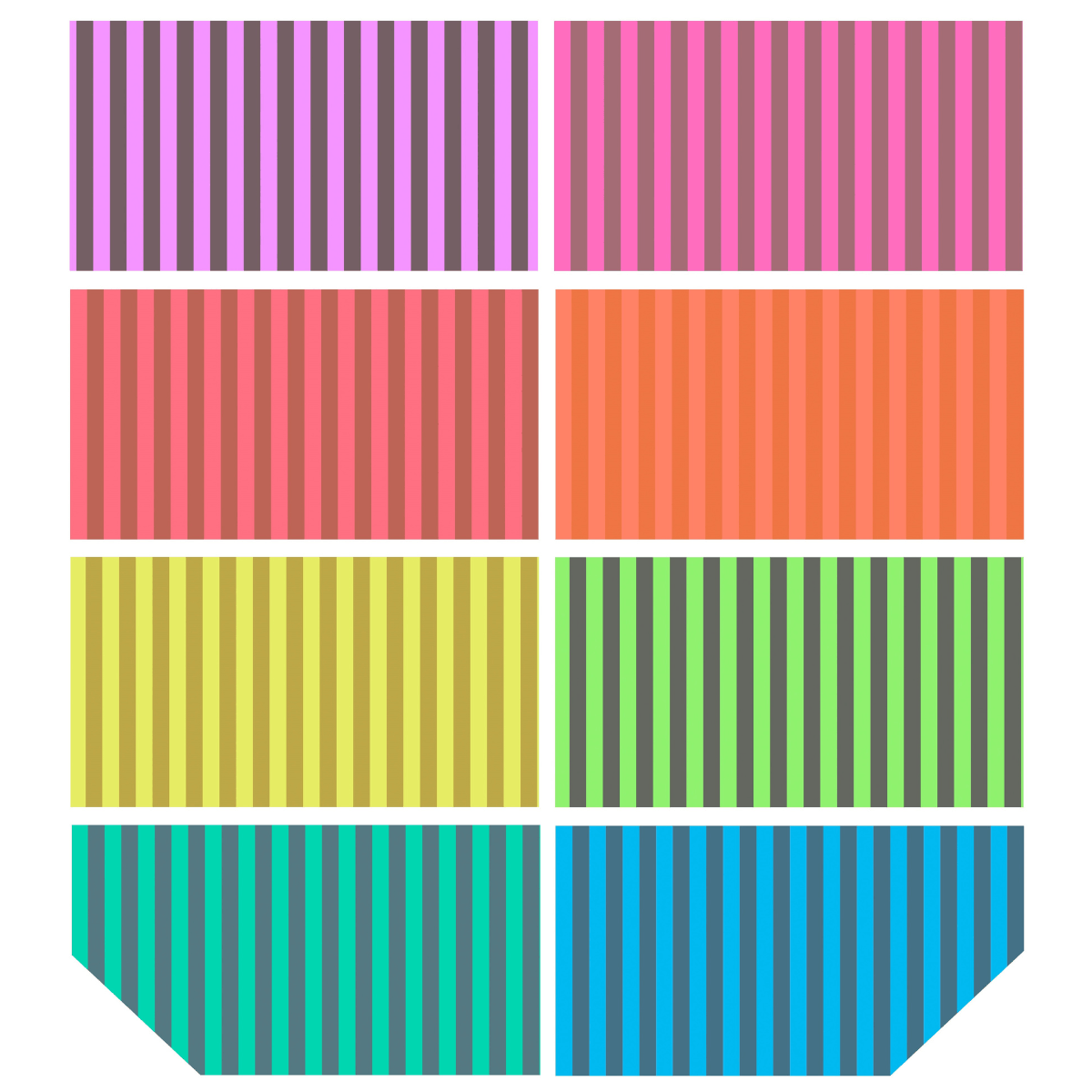 True Colors - Neon Tent Stripe Fat Quarter Bundle - Mercury Craft Co.