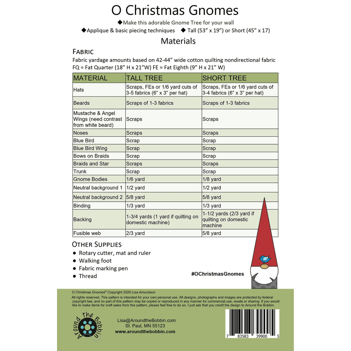 O Christmas Gnomes Wall-Hanging Pattern