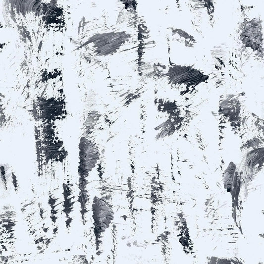 Fabric pattern featuring abstract black and white brushstrokes.