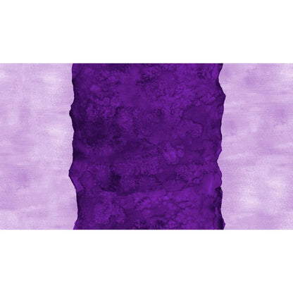 Abstract fabric pattern with a watercolor-like texture featuring a central stripe of dark violet and outer light, lavender purple edges.