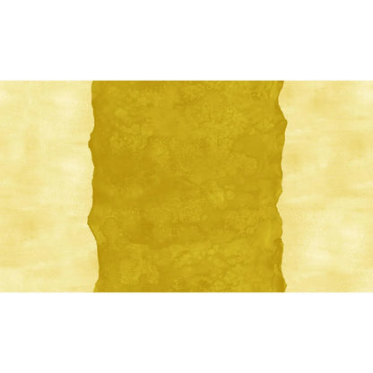Abstract fabric pattern with a watercolor-like texture featuring a central stripe of lemon-yellow and a soft, buttery-cream background.