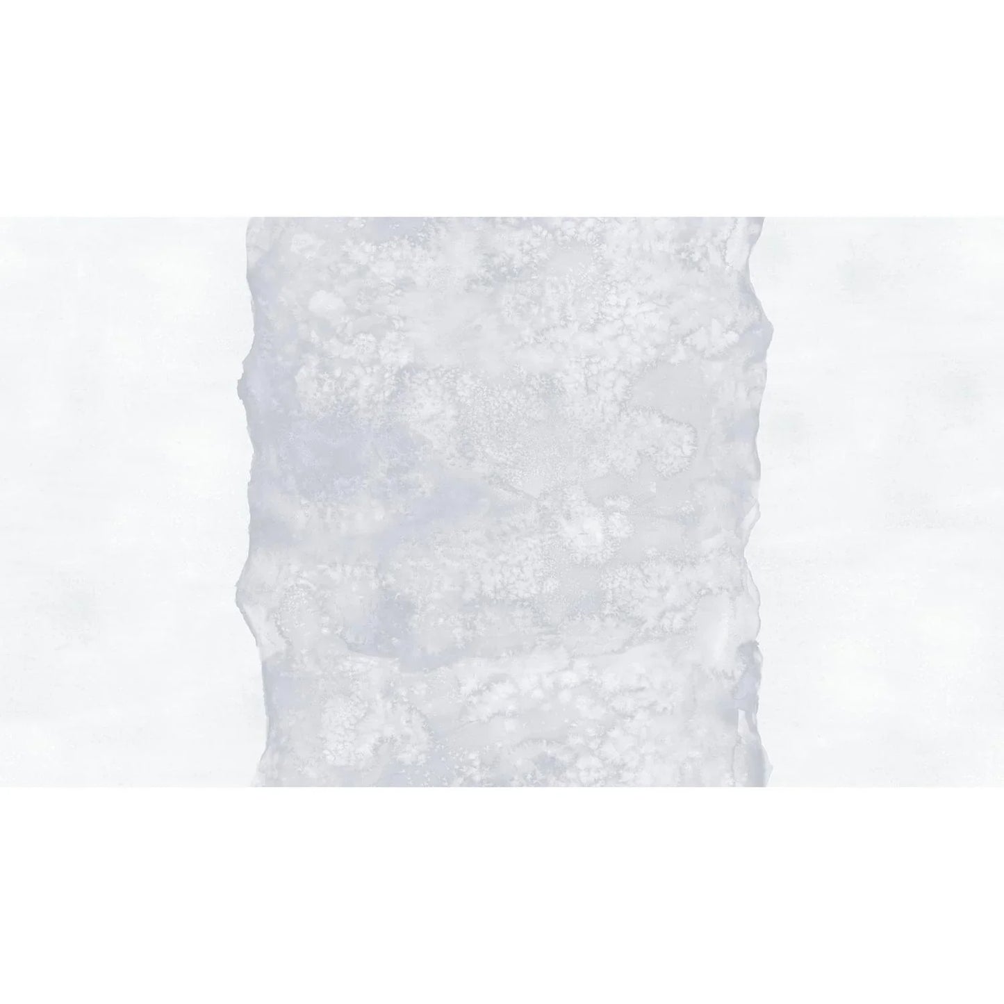 Abstract fabric pattern with a watercolor-like texture featuring a central stripe of silver-grey and outer icy white edges.