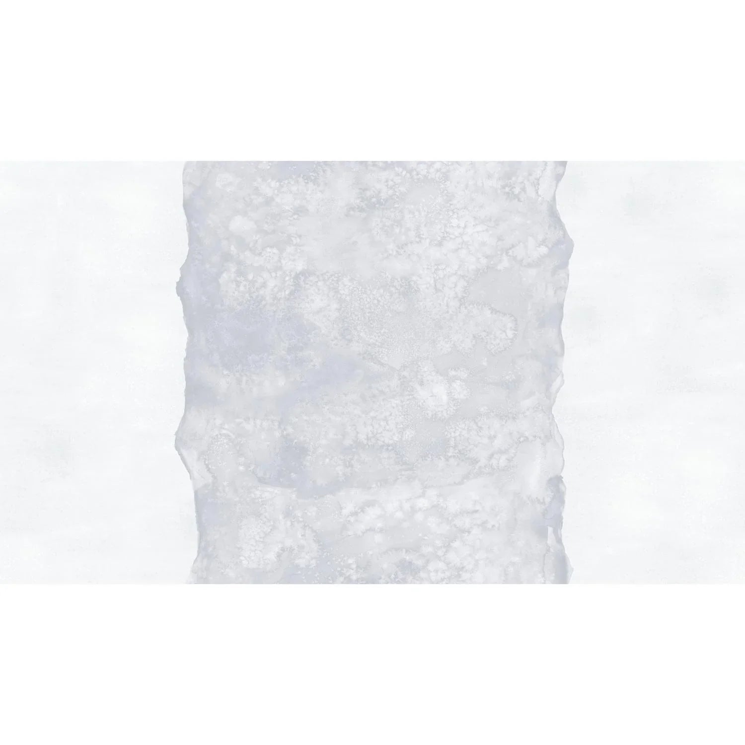 Abstract fabric pattern with a watercolor-like texture featuring a central stripe of silver-grey and outer icy white edges.