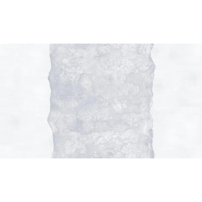 Abstract fabric pattern with a watercolor-like texture featuring a central stripe of silver-grey and outer icy white edges.