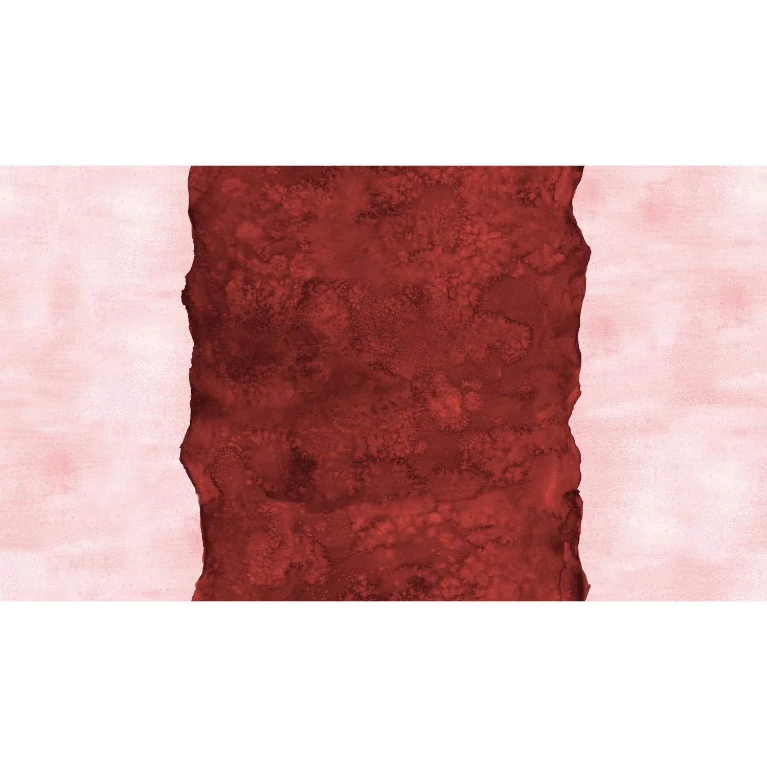 Abstract fabric pattern with a watercolor-like texture featuring a central stripe of dark red and outer light, blush pink edges.