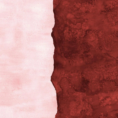 Abstract fabric pattern with a watercolor-like texture featuring dark red and light, blush-pink.