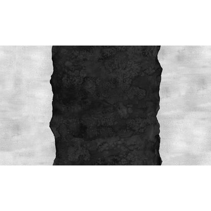 Abstract fabric pattern with a watercolor-like texture featuring a central stripe of inky black and outer light grey edges.