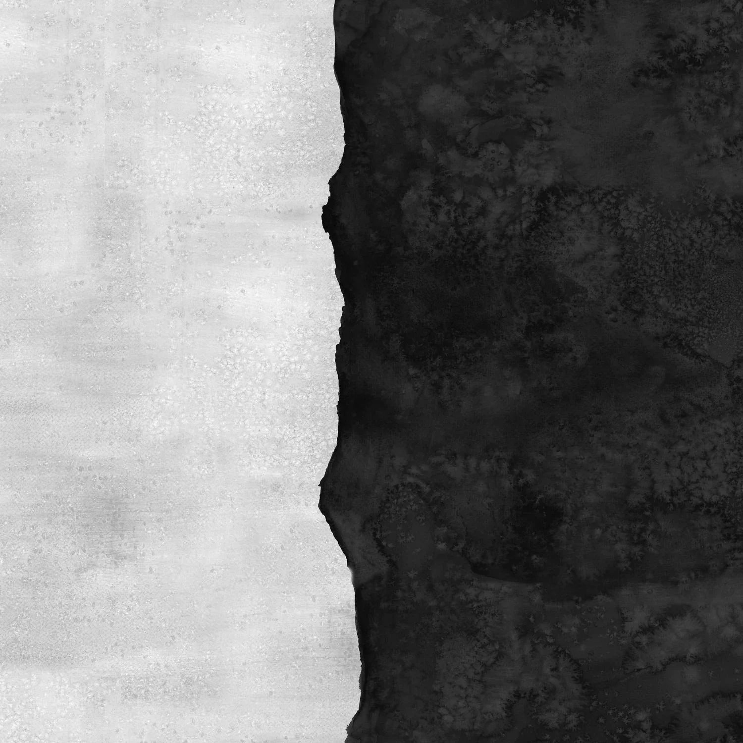 Abstract fabric pattern with a watercolor-like texture featuring black and light, stone grey.