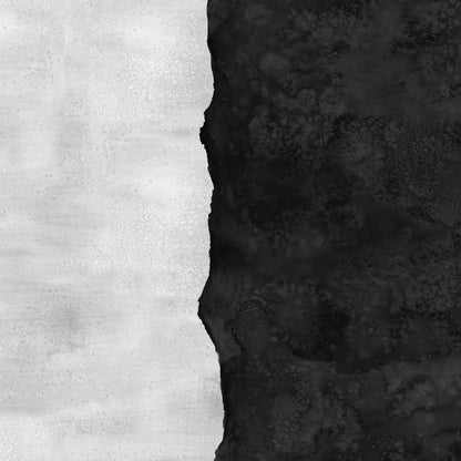 Abstract fabric pattern with a watercolor-like texture featuring black and light, stone grey.
