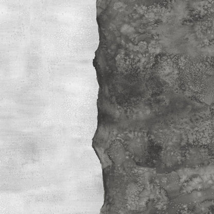Abstract fabric pattern with a watercolor-like texture featuring dark charcoal and light, silver-grey.