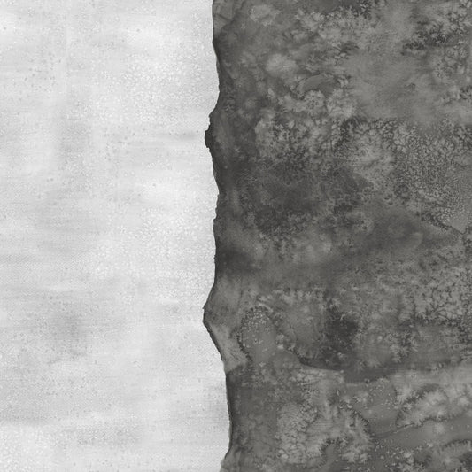 Abstract fabric pattern with a watercolor-like texture featuring dark charcoal and light, silver-grey.