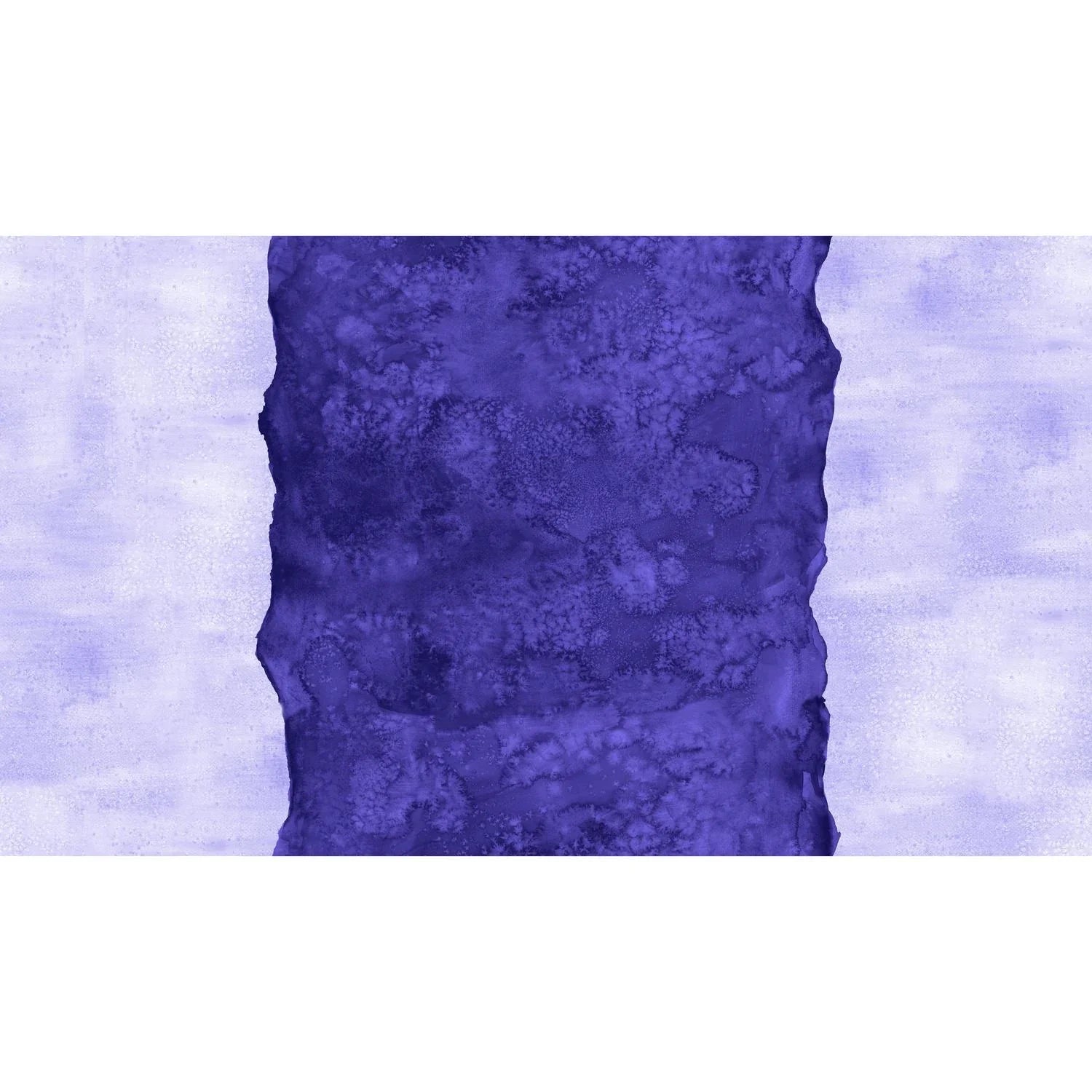 Abstract fabric pattern with a watercolor-like texture featuring a central stripe of dark indigo and outer light, lilac purple edges.