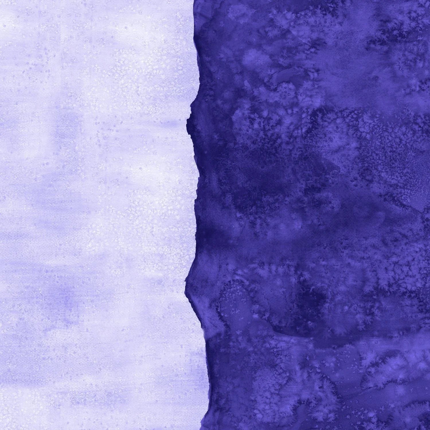 Abstract fabric pattern with a watercolor-like texture featuring dark indigo and light, lilac purple.