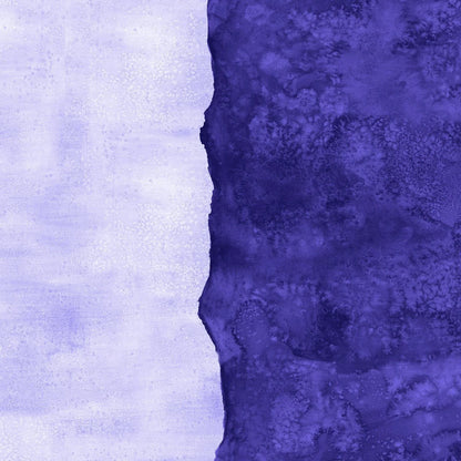 Abstract fabric pattern with a watercolor-like texture featuring dark indigo and light, lilac purple.