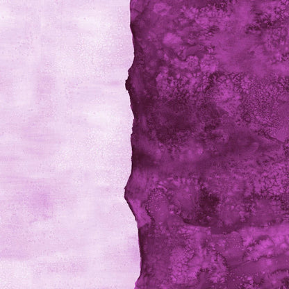 Abstract fabric pattern with a watercolor-like texture featuring dark magenta and light, raspberry pink.