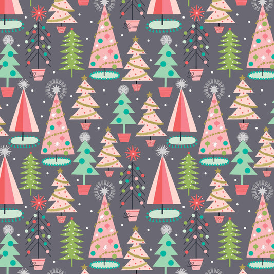 Fa La La Christmas Spruces in Grey