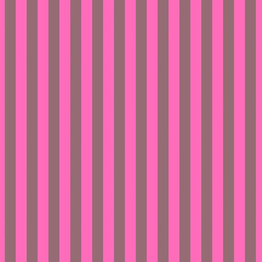 Neon Tent Stripe in Cosmic features alternating bright fuchsia and dusty magenta stripes that run parallel to the selvage.