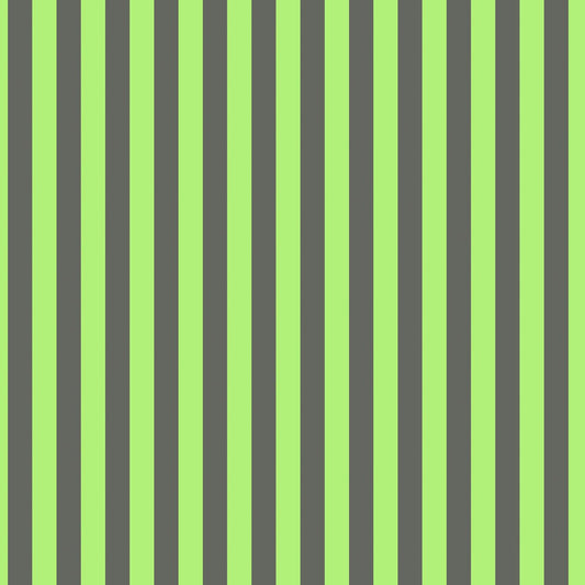 Neon Tent Stripe in Karma features alternating lime and evergreen stripes that run parallel to the selvage.