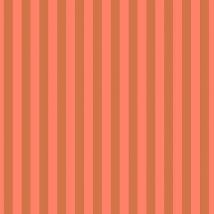 Neon Tent Stripe in Lunar features alternating salmon and coral stripes that run parallel to the selvage.