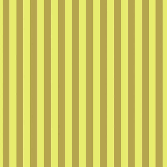 Neon Tent Stripe in Moon Beam features alternating yellow and gold stripes that run parallel to the selvage.