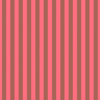 Neon Tent Stripe in Nova features alternating strawberry and crimson stripes that run parallel to the selvage.