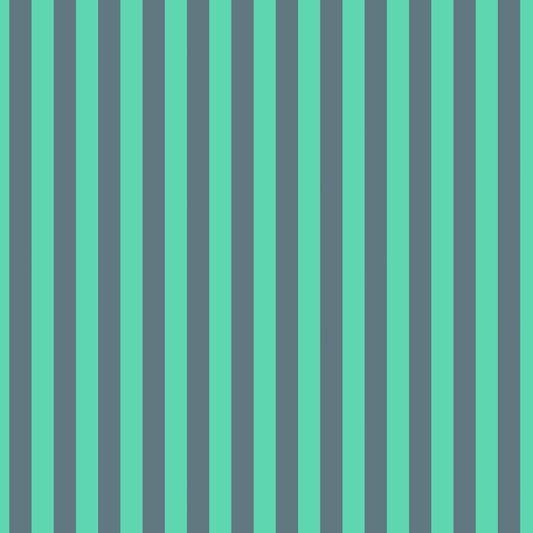 Neon Tent Stripe in Spirit features alternating teal and jade stripes that run parallel to the selvage.