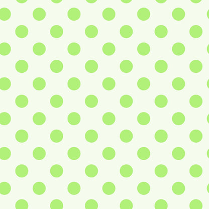 Neon Pom Poms in Karma features large lime green dots on a light dusty green background.