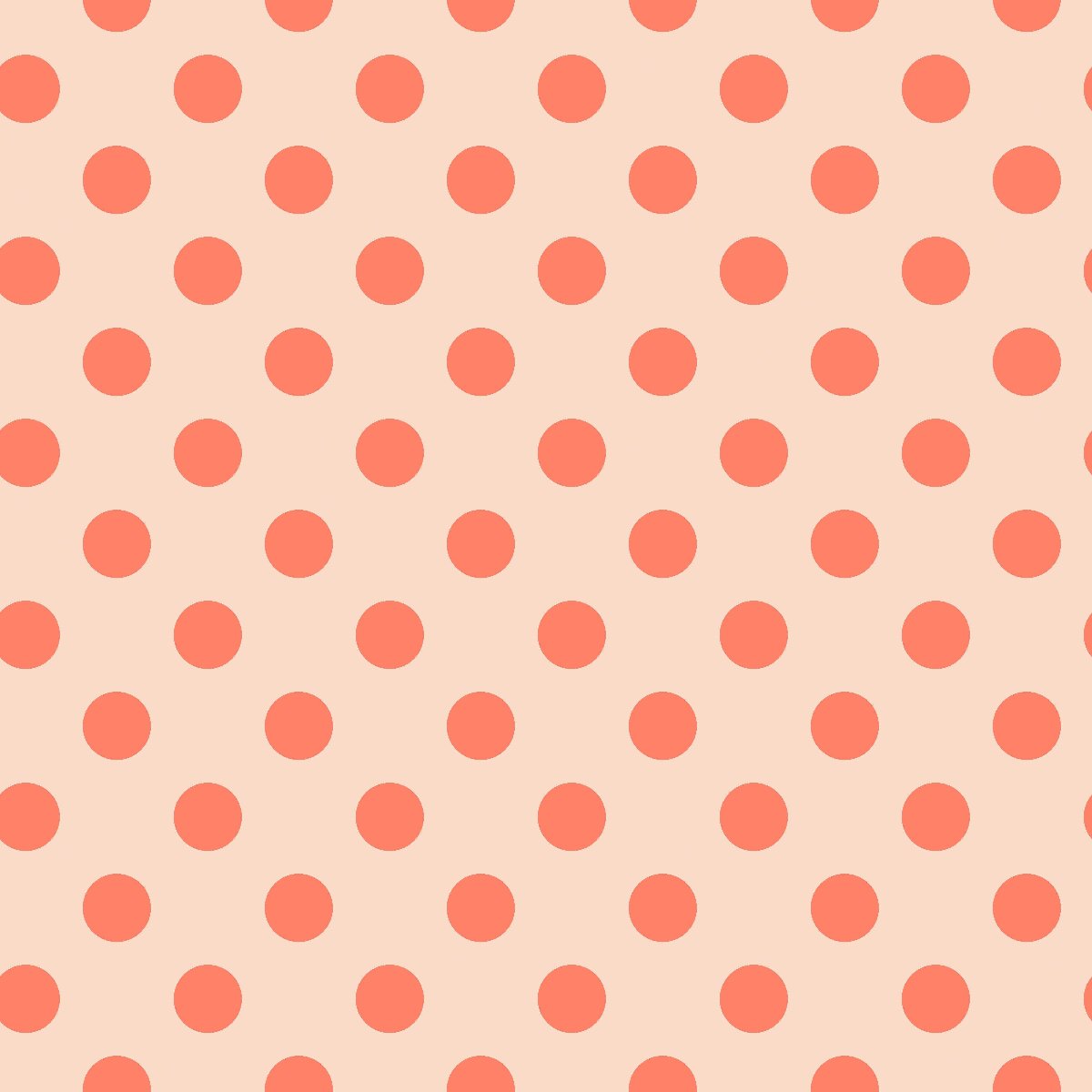 Neon Pom Poms in Lunar features large coral dots on a light dusty apricot background.