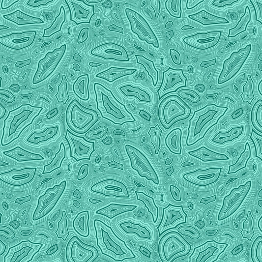 True Colors Mineral in Aquamarine features bold teal and aqua striations. These create densely detailed interpretations of natural stone formations like agate and malachite. The lines visually combine to create a textured solid.